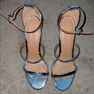Womens  silver strappy heels